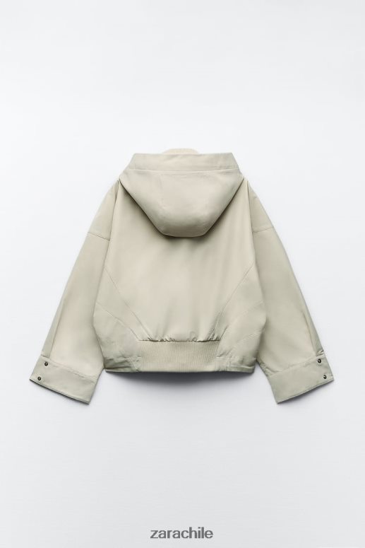 ropa cl Zara mujer parka corta con capucha crudo JJ06N45