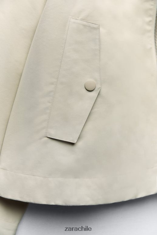 ropa cl Zara mujer parka corta con capucha crudo JJ06N45