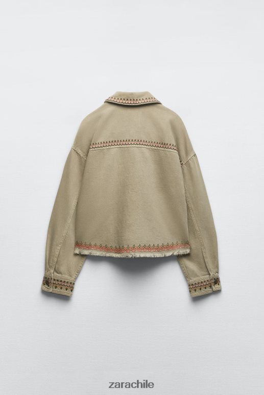 ropa cl Zara mujer sobrecamisa bordada caqui JJ06N490