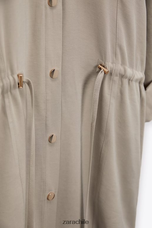 ropa cl Zara mujer sobrecamisa con cintura ajustable arena JJ06N4100