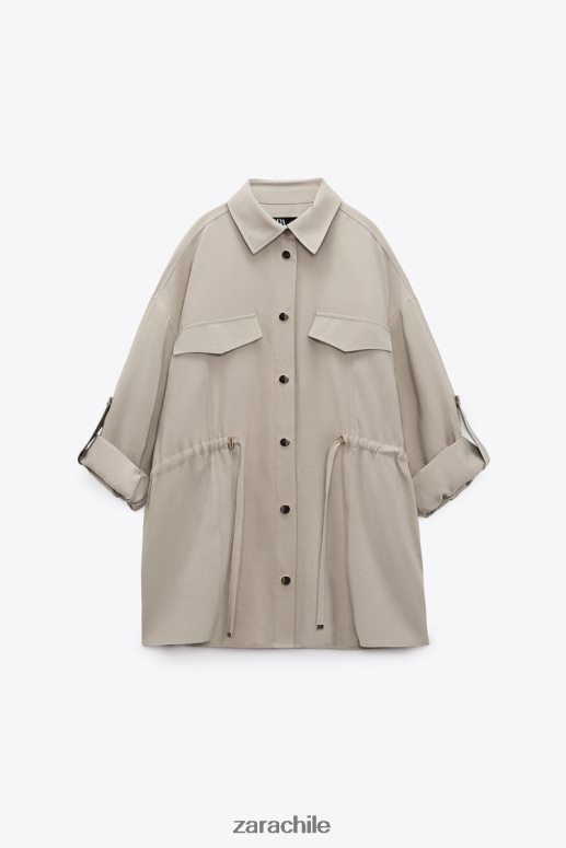 ropa cl Zara mujer sobrecamisa con cintura ajustable arena JJ06N4100