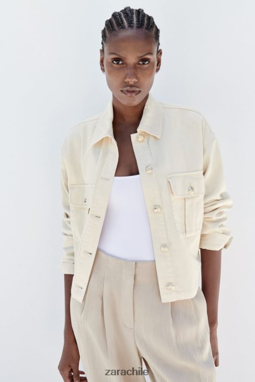 ropa cl Zara mujer sobrecamisa de algodón con botones dorados crudo JJ06N498