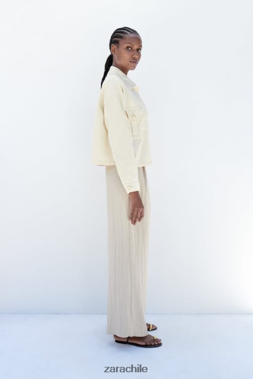 ropa cl Zara mujer sobrecamisa de algodón con botones dorados crudo JJ06N498