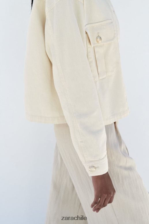ropa cl Zara mujer sobrecamisa de algodón con botones dorados crudo JJ06N498
