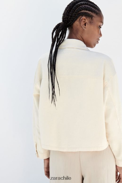 ropa cl Zara mujer sobrecamisa de algodón con botones dorados crudo JJ06N498