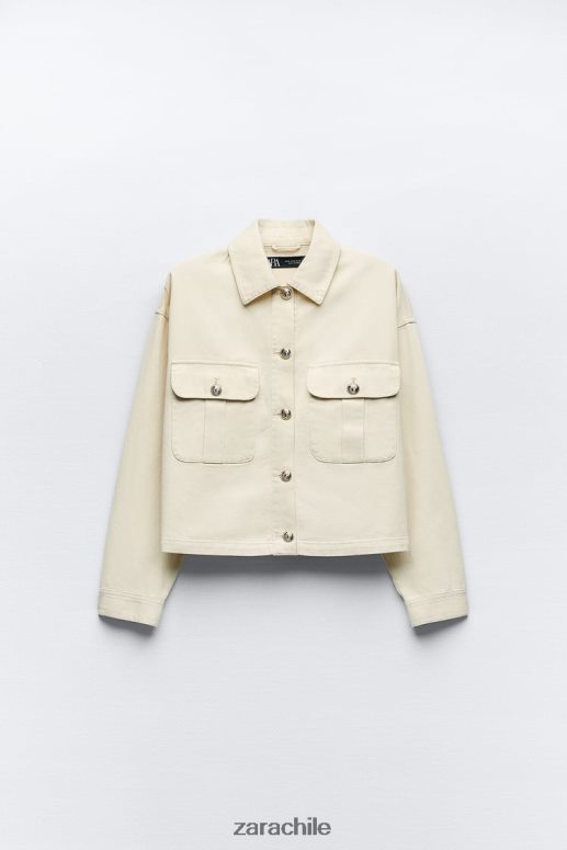 ropa cl Zara mujer sobrecamisa de algodón con botones dorados crudo JJ06N498