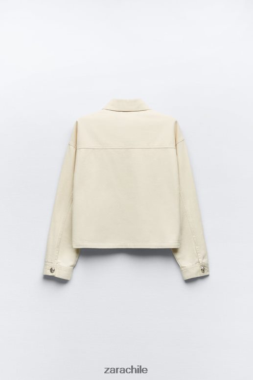 ropa cl Zara mujer sobrecamisa de algodón con botones dorados crudo JJ06N498