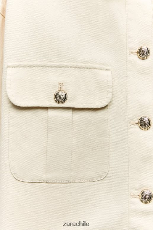 ropa cl Zara mujer sobrecamisa de algodón con botones dorados crudo JJ06N498