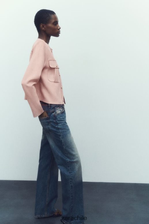 ropa cl Zara mujer sobrecamisa de gamuza sintética rosa JJ06N4117