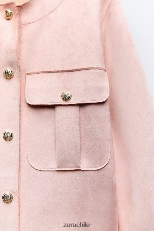 ropa cl Zara mujer sobrecamisa de gamuza sintética rosa JJ06N4117