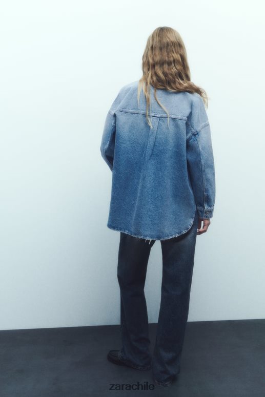 ropa cl Zara mujer sobrecamisa de mezclilla oversize z1975 azul medio JJ06N469