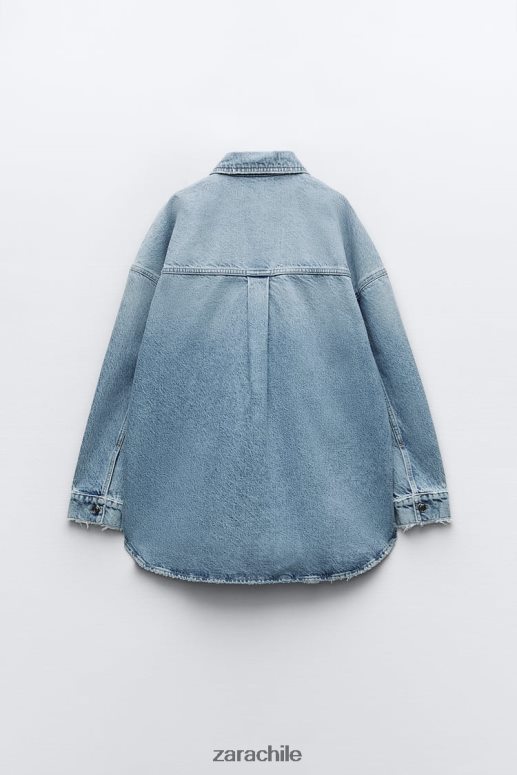 ropa cl Zara mujer sobrecamisa de mezclilla oversize z1975 azul medio JJ06N469