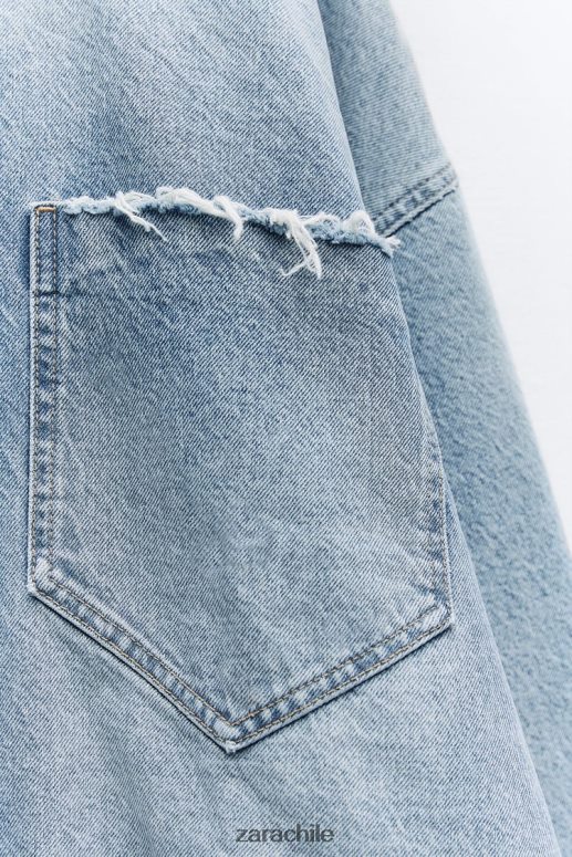 ropa cl Zara mujer sobrecamisa de mezclilla oversize z1975 azul medio JJ06N469