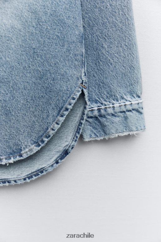 ropa cl Zara mujer sobrecamisa de mezclilla oversize z1975 azul medio JJ06N469