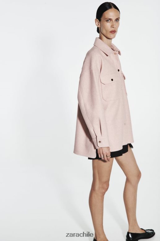ropa cl Zara mujer sobrecamisa suave rosa JJ06N413