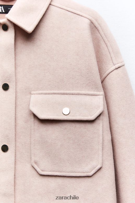 ropa cl Zara mujer sobrecamisa suave rosa JJ06N413