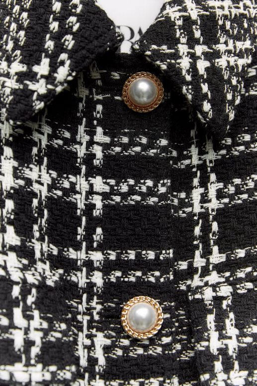 ropa cl Zara mujer sobrecamisa texturizada a cuadros negro/crudo JJ06N48