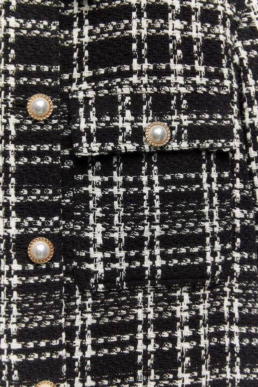 ropa cl Zara mujer sobrecamisa texturizada a cuadros negro/crudo JJ06N48