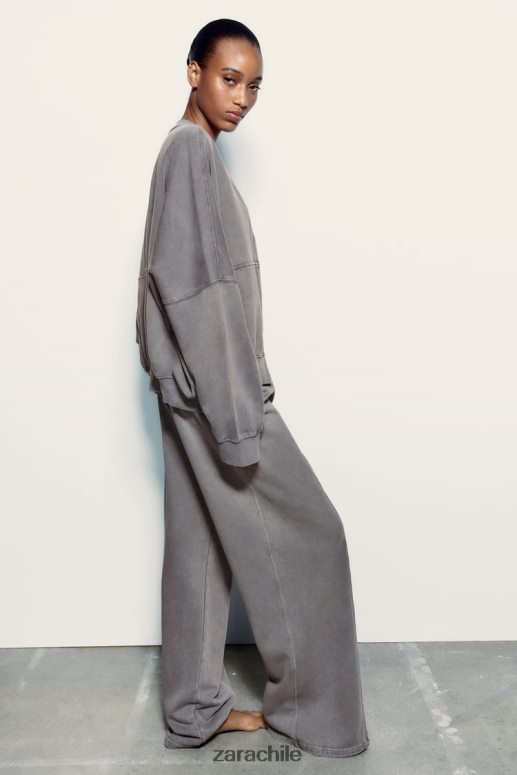 ropa cl Zara mujer sudadera bomber con cremallera gris azulado JJ06N425