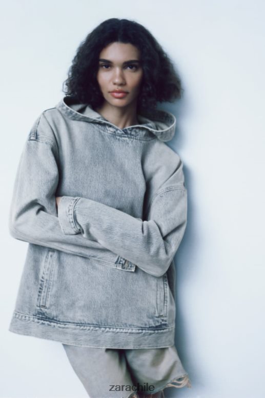 ropa cl Zara mujer sudadera denim trf azul JJ06N445