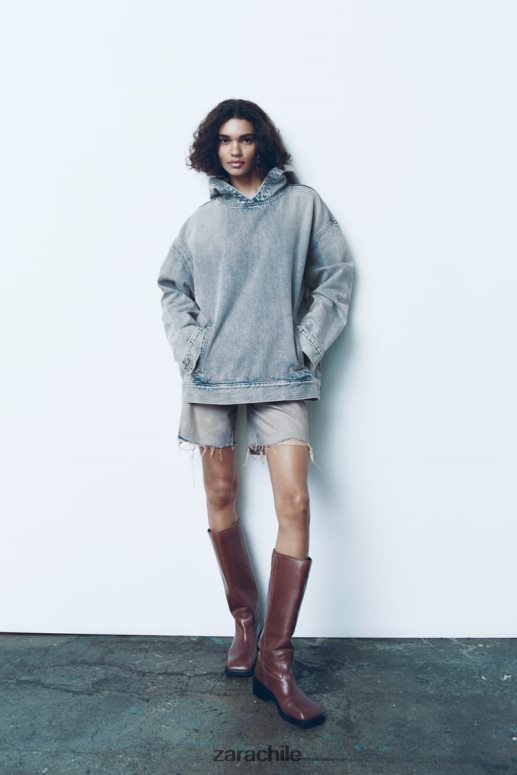 ropa cl Zara mujer sudadera denim trf azul JJ06N445