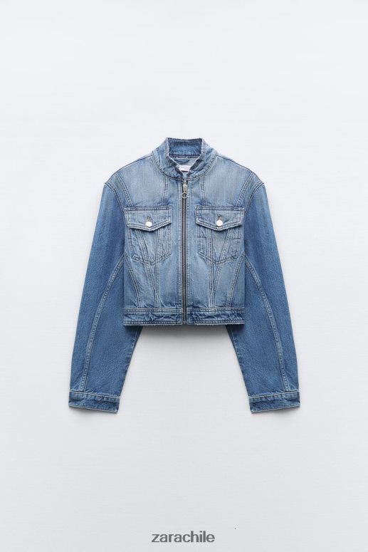 ropa cl Zara mujer z1975 chaqueta vaquera corta deshilachada azul medio JJ06N4124