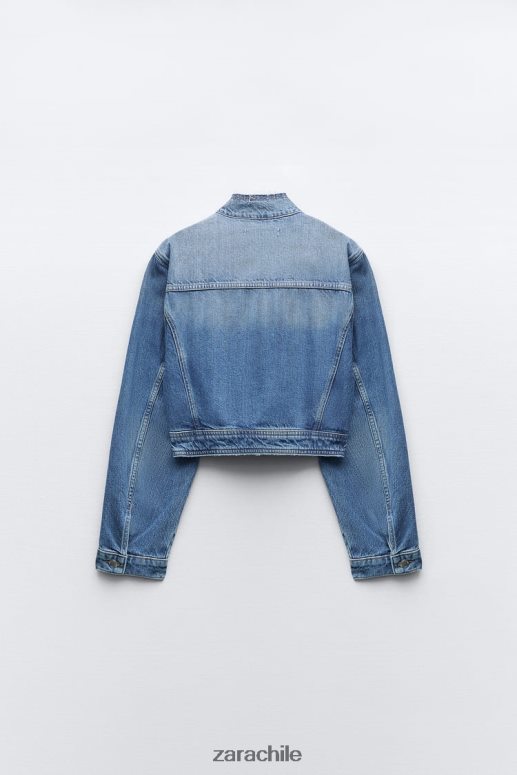 ropa cl Zara mujer z1975 chaqueta vaquera corta deshilachada azul medio JJ06N4124