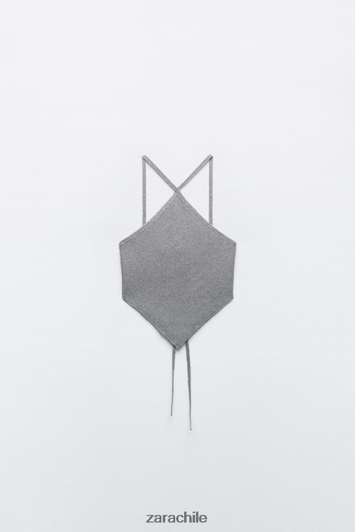 ropa cl Zara mujer top de punto con espalda abierta plata JJ06N4279