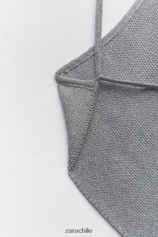 ropa cl Zara mujer top de punto con espalda abierta plata JJ06N4279