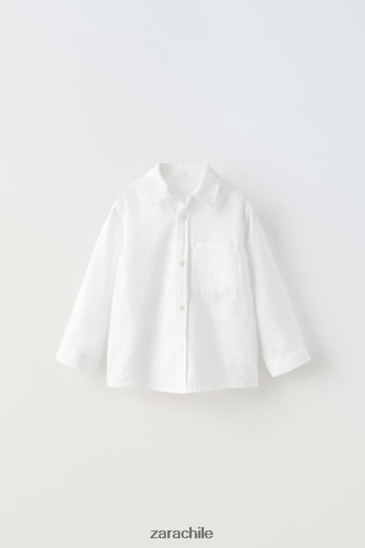 ropa cl Zara niños camisa basica blanco JJ06N41605