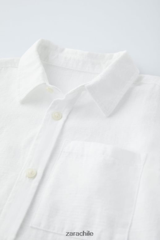 ropa cl Zara niños camisa basica blanco JJ06N41605