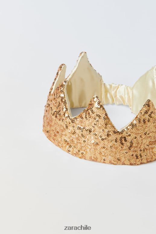 ropa cl Zara niños corona de traje de lentejuelas dorado JJ06N41597