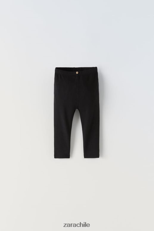 ropa cl Zara niños leggins de canalé negro JJ06N41626