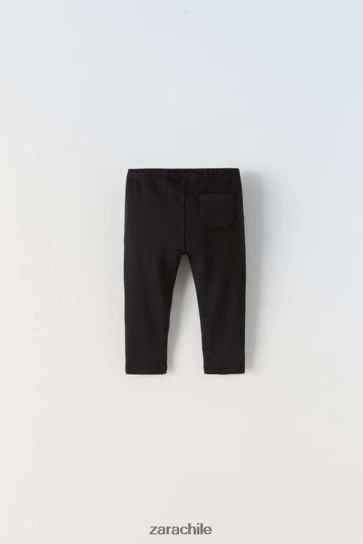 ropa cl Zara niños leggins de canalé negro JJ06N41626