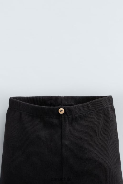 ropa cl Zara niños leggins de canalé negro JJ06N41626