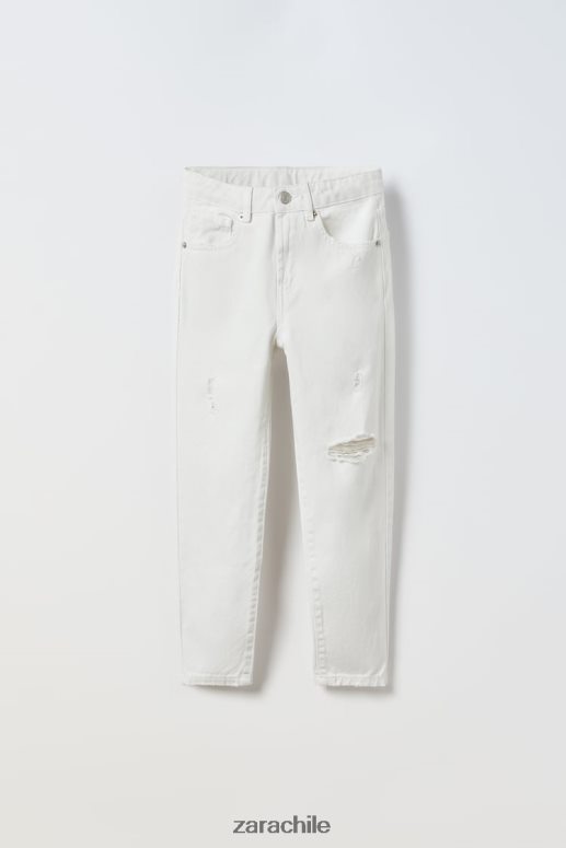 ropa cl Zara niños pantalones rasgados crudo JJ06N41615