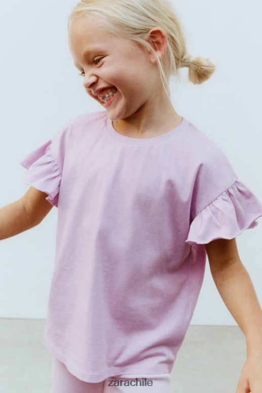 ropa cl Zara niños top con volantes púrpura JJ06N41612