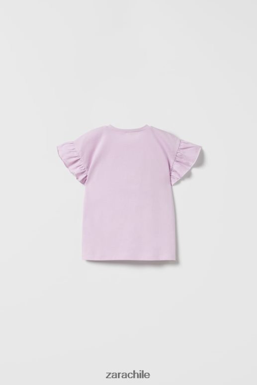 ropa cl Zara niños top con volantes púrpura JJ06N41612