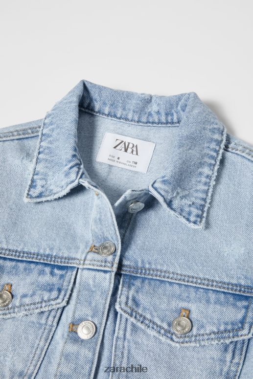 ropa cl Zara niños Chaqueta de mezclilla azul claro JJ06N41546