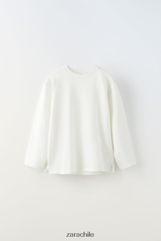ropa cl Zara niños camiseta simple blanco JJ06N41526