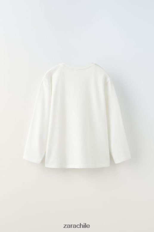 ropa cl Zara niños camiseta simple blanco JJ06N41526