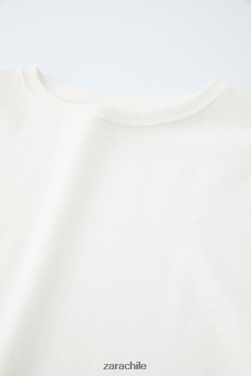 ropa cl Zara niños camiseta simple blanco JJ06N41526
