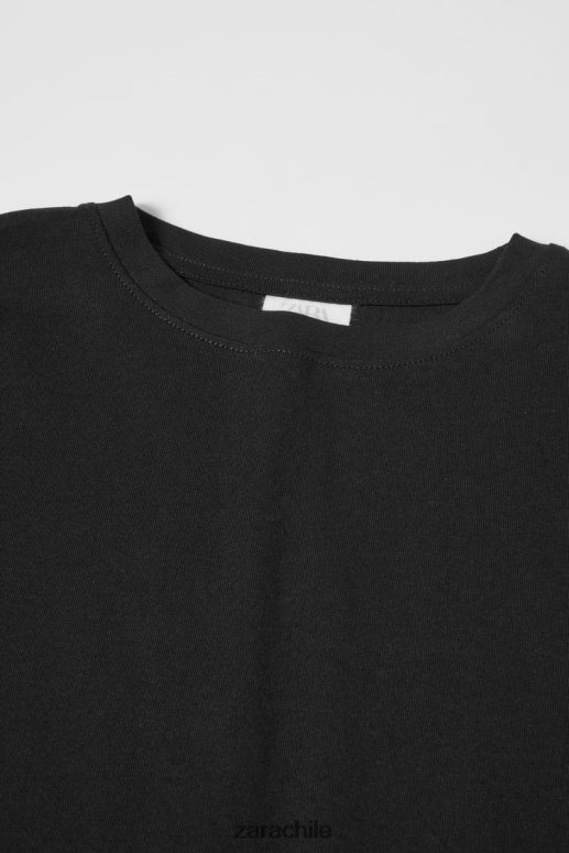ropa cl Zara niños camiseta simple negro JJ06N41531