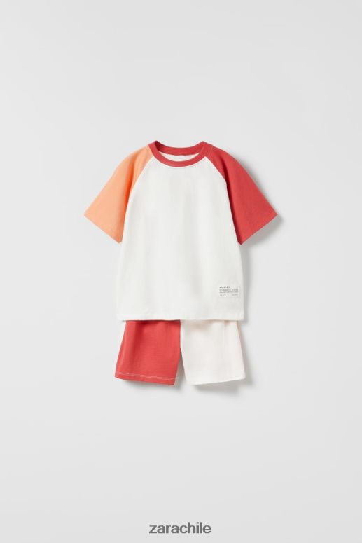 ropa cl Zara niños conjunto de jogging en contraste rojo JJ06N41548