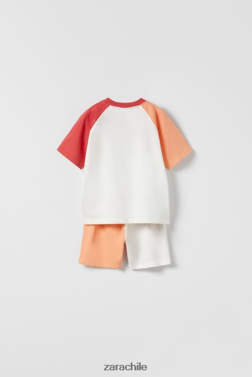 ropa cl Zara niños conjunto de jogging en contraste rojo JJ06N41548