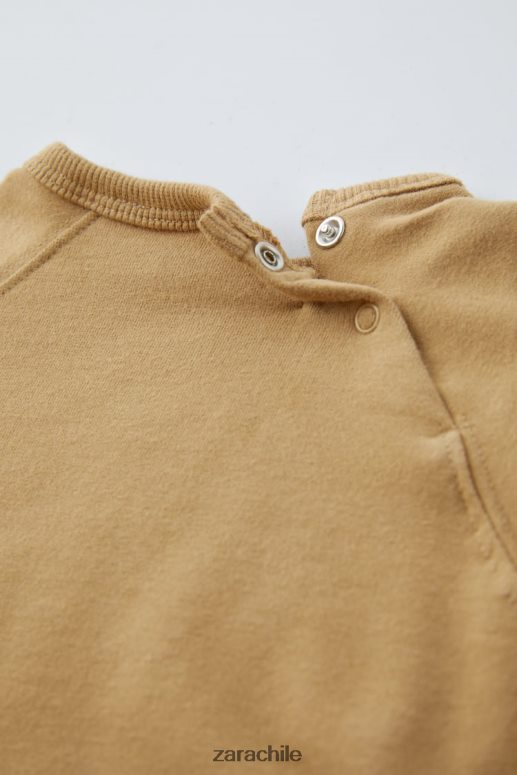 ropa cl Zara niños conjunto sudadera y pantalon marrón topo JJ06N41574