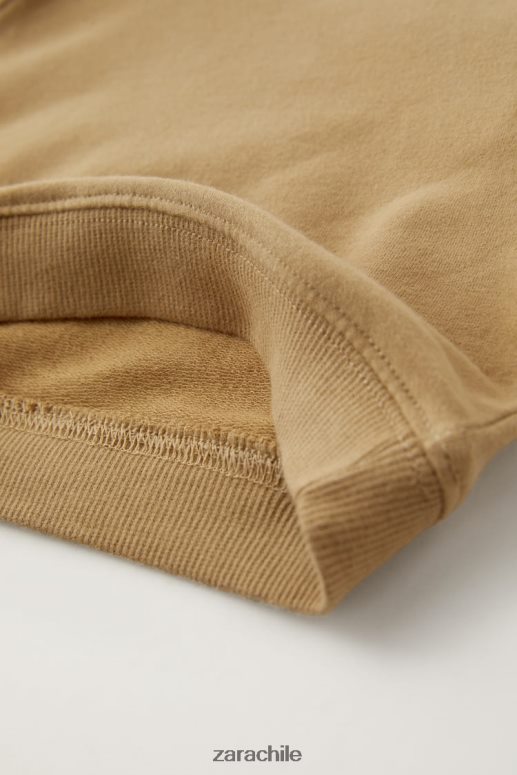 ropa cl Zara niños conjunto sudadera y pantalon marrón topo JJ06N41574