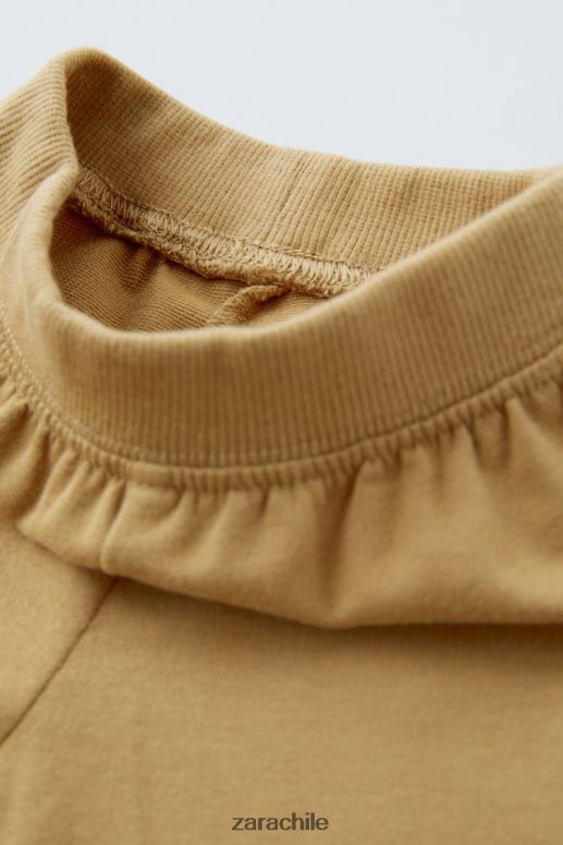 ropa cl Zara niños conjunto sudadera y pantalon marrón topo JJ06N41574