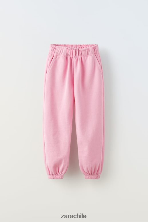 ropa cl Zara niños pantalon basico de felpa rosa JJ06N41529