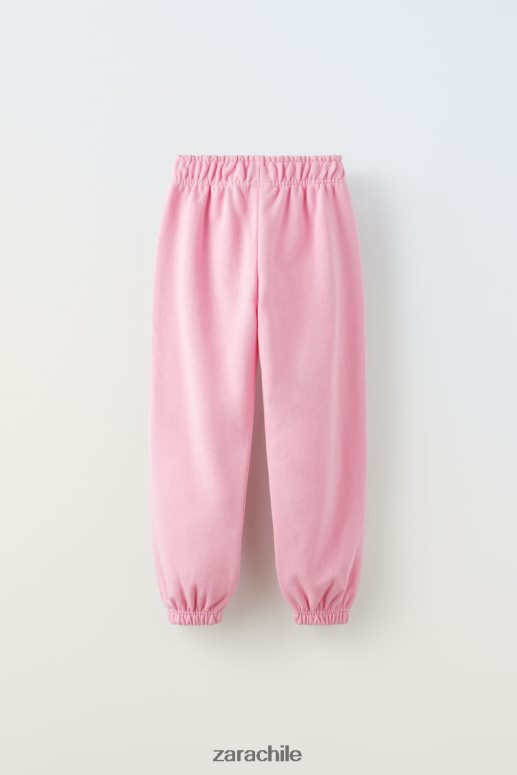 ropa cl Zara niños pantalon basico de felpa rosa JJ06N41529